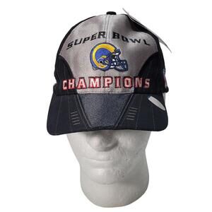 Vintage Puma St. Louis Rams Super Bowl XXXIV Adjustable Cap Hat Black/Silver NWT